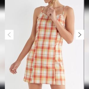 Urban Outfitters Urban Renewal Remnants Plaid Straight-Neck Mini Dress Sz Medium
